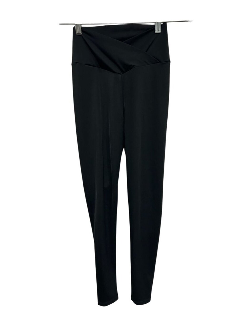 Weissman Medium Adult Black High Waisted Crossover Dance Leggings Minimalist